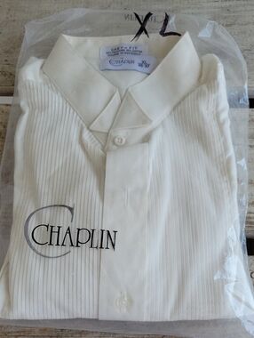 Men's Cream Pleated Dress Shirt - Classic Collar Formal